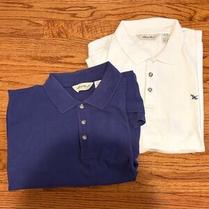 Eddie Bauer Men's Polo Shirt - Navy and White